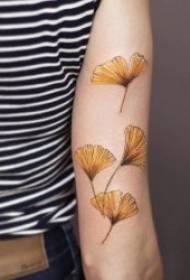 Lapu tetovējuma modelis ar daudzkrāsu krāsotu augu lapu tematikas tetovējuma modeli