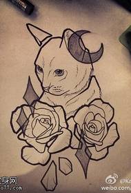 Cat rose Tattoo Manuskriptebild