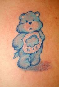 Pola tato kartun beruang biru