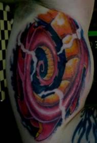Big ruoko rwepepuru octopus spiral tattoo maitiro