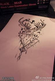 Rokopisni vzorec tetovaže antilope ponuja tattoo show
