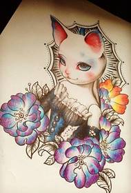 A beautiful cat tattoo manuscript pattern recommended picture