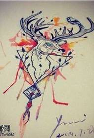 Manuscript colored antelope tattoo pattern