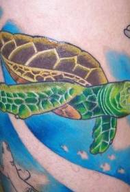 그린 바다 거북 녹색 거북 문신 패턴