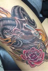 Школски узорак од тетоваже пламена у боји плава ружа