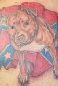 Szövetségi zászló aranyos kutya tetoválás mintával