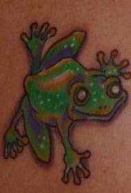 Green frog tattoo pattern with shoulders colored smile