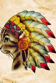 Aworan afọwọkọ tatuu cat Indian ti aworan