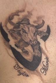 Taurus symbol and bull head tattoo pattern