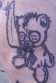 Теди мечка и нож едноставна шема на тетоважа