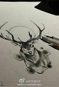 Black gray sketch character antelope tattoo manuscript picture