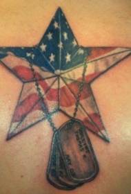 Modèle de tatouage pentagramme drapeau américain