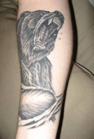 Angry roaring bear black gray tattoo pattern