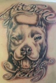 Bull Terrier and Letter Black Tattoo Model