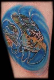 Vėžliuku nudažytas tatuiruotės modelis, skirtas maudytis jūroje