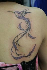 Shoulder colored long tail hummingbird tattoo picture