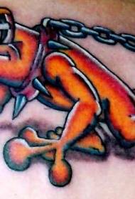 La cadena d’acer tanca el patró de tatuatge de granota espantosa