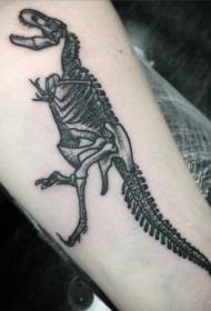 Arm classic black engraving style dinosaur skeleton tattoo pattern