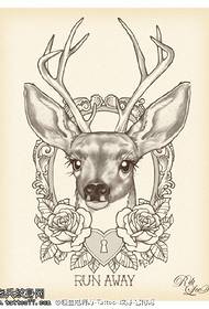 Sacred deer head tattoo pattern manuscript