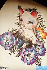 Manuscript beautiful cat tattoo pattern
