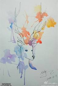 Colored splash antelope tattoo manuscript pattern