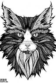 Modello di tatuaggio di gatto feroce manoscritto