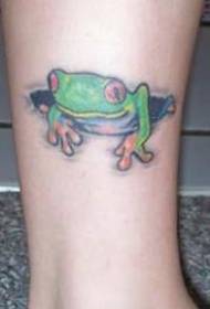 Leg color cartoon frog tattoo pattern