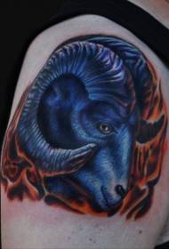 Blue aries ram head tattoo pattern