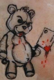 Evil teddy bear and knife tattoo pattern