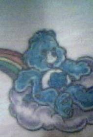 Blå björn med moln regnbågen tatuering mönster
