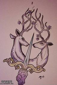 Manuskript antelope dolk tatoveringsmønster