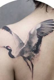 Xianhe Tattoo--A group of crane tattoo works of Chinese style ink elements