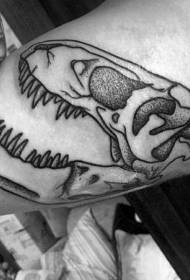 Lumang paaralan malaking braso itim na dinosaur skull tattoo pattern