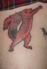 Leg color cartoon squirrel holding fist tattoo pattern