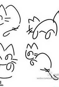 हस्तलिखित रेखा मांजरीचे टॅटू नमुना