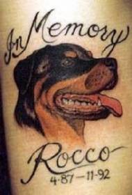 Dog head commemorative letter tattoo pattern