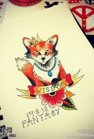 Colored little fox tattoo manuscript pattern