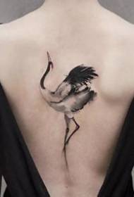 Chinese style of a set of ink crane crane tattoo pictures
