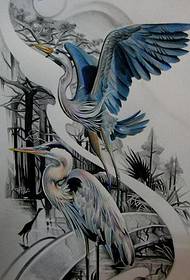 Beautiful and stylish look at the crane tattoo manuscript pattern picture