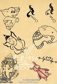 Forskellige søde smukke baby elefant manuskript tatoveringer
