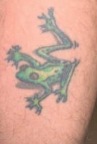 Leg color cartoon small green frog tattoo pattern