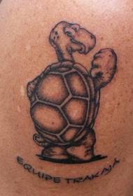 Skulder svart tegneserie turtle tatoveringsmønster