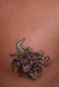 Color cartoon bull head tattoo pattern