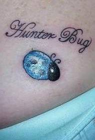 Blue ladybug nwere ụdị bekee tattoo tattoo