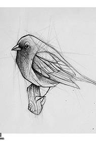 Manuscript line bird tattoo pattern