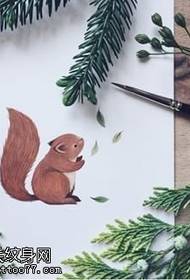 Manuscript mini squirrel tattoo pattern