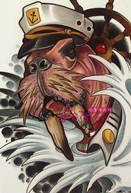 Cute captain sea lion tattoo manuscript picture