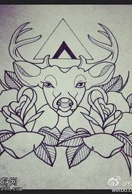 Line antelope rose tattoo manuscript illustration