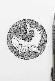 Linea di balena manoscrittu di mudellu di tatuaggi geometrici di stizzi