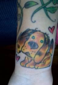 Patrón de tatuaxe de can con pernas curtas de debuxo animado
